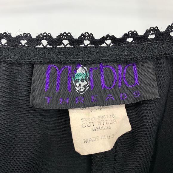 VTG 90s Morbid Threads Maxi Skirt Womens M Black Satin Mermaid Goth Whimsygoth - Picture 5 of 7